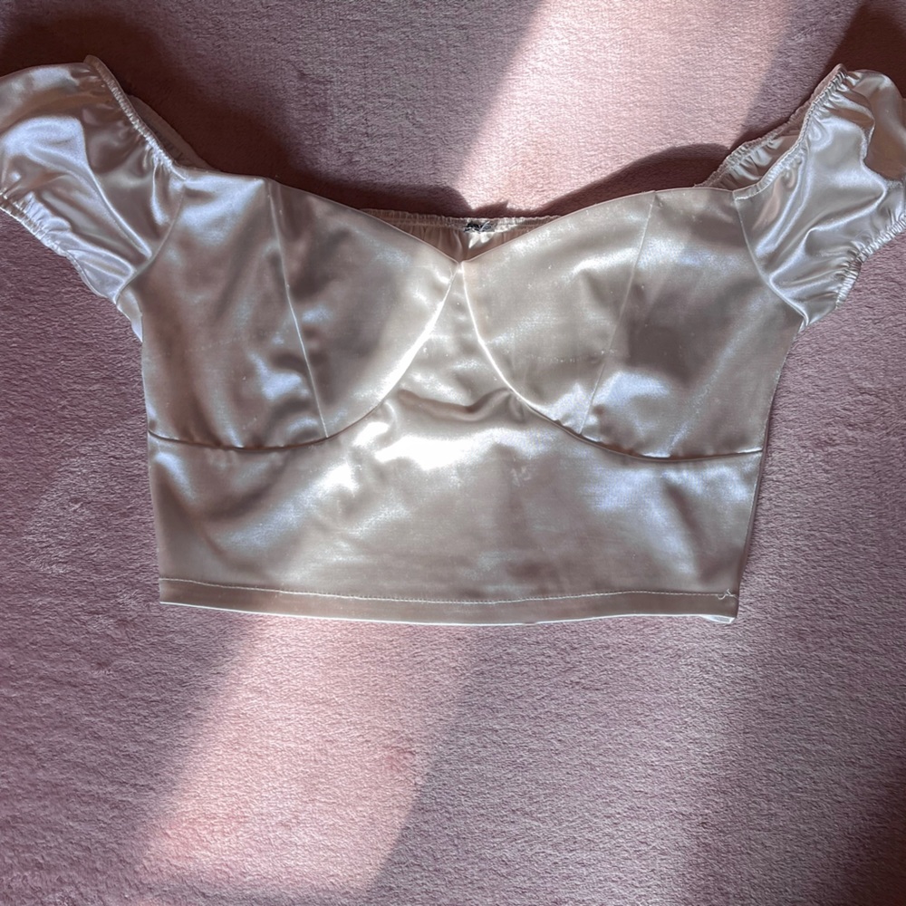 White Satin Crop Top